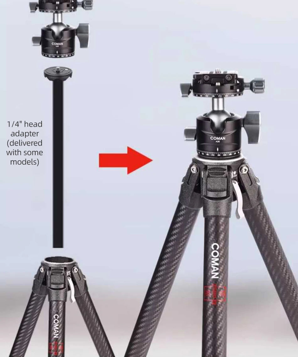 COMAN Zero F38 Carbon Fiber Tripod with Quick Release 360° Panoramic Ball Head for Nikon Canon DSLR Camera Travel Size