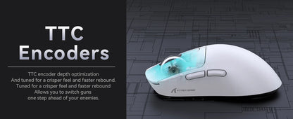 ATTACK SHARK X3 Wireless Gaming Mouse,49g Ergonomic PC Mouse,Triple Modes PAW3395 26K DPI Optical Sensor,Programmable Buttons