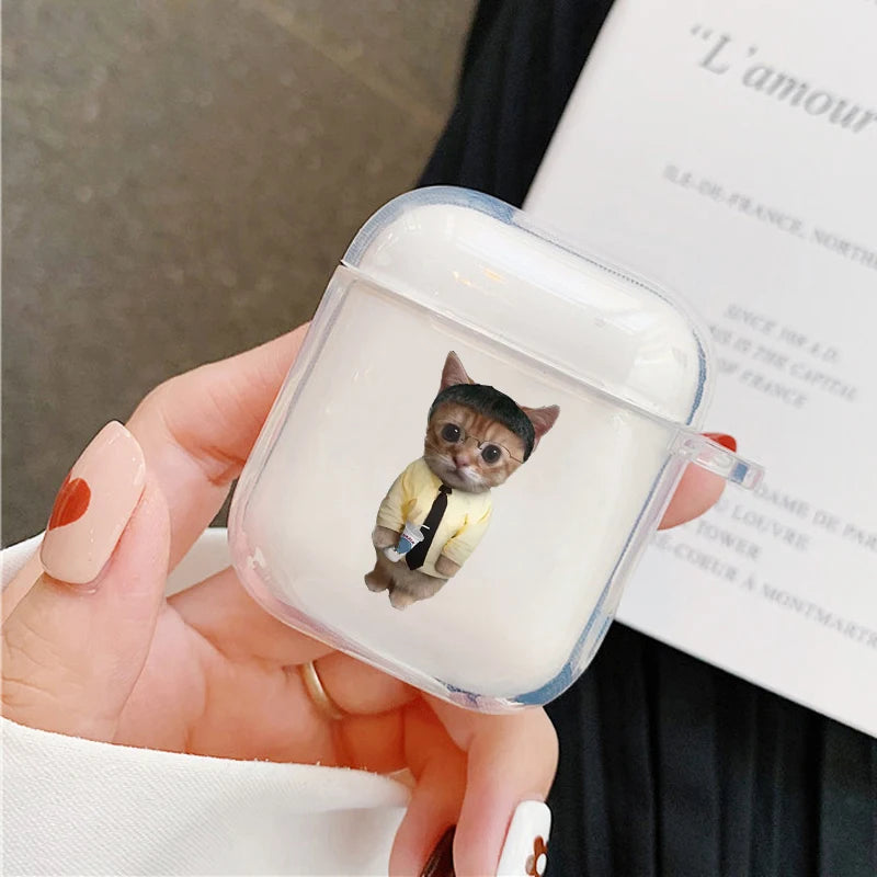 Funny Cute Cartoon Cat Earphone Case For Apple AirPods 4 2 Pro 3 2 Couple Soft Transparent Cover For Airpod 1 3 Protective Shell
