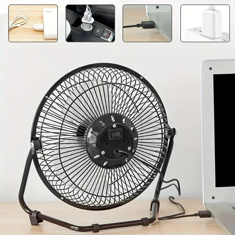 USB Powered Desktop Fan 4/6/8 Inch 2 Speed Adjustable 4 Blades 360° Rotation Portable Electric Fan for Home Office Computer