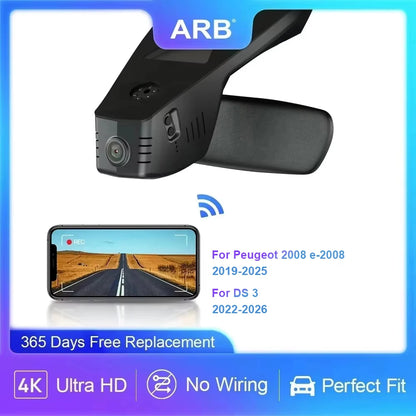Dash Cam for Peugeot 2008 / e-2008 2019-2025, ARB Original Factory Style Car DVR Camera with WIFI for DS 3 CROSSBACK 2022-2026