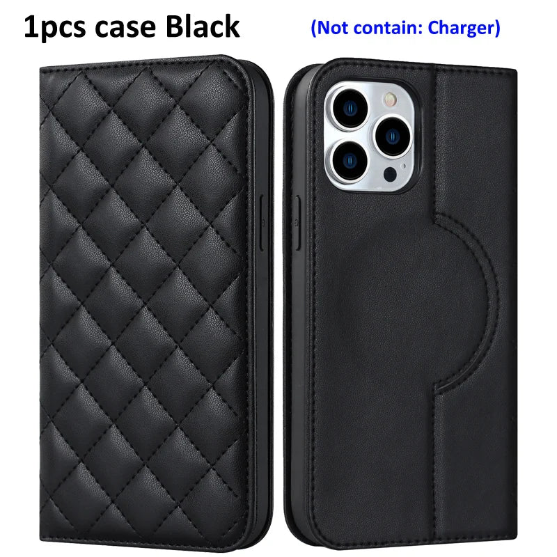 For Magsafe Wallet Leather Flip Case For iPhone 12 13 14 15 16 Pro Max mini Magnetic Wireless Charging Book Folio Cover