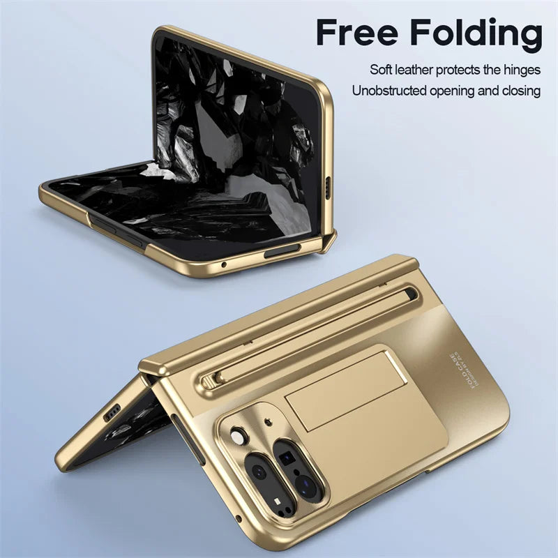 For Google Pixel 9 10 11 Pro Fold 2 Phone Case With Hinge Touch Pen Tempered Glass Film Stand Shockproof 360° Full Protect Cover