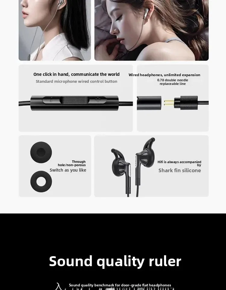 FiiO FF1 Wired in Ear Headphones Ergonomics Lightweight Portable Earbuds Beryllium Plated Diaphragm Detachable Cable Headphones