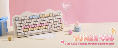 YUNZII C98 Wireless Mechanical Keyboard, 99-Key Hot Swap Gasket Keyboard with Numpad, Custom RGB Backlight,Cute Keeb for Win/Mac