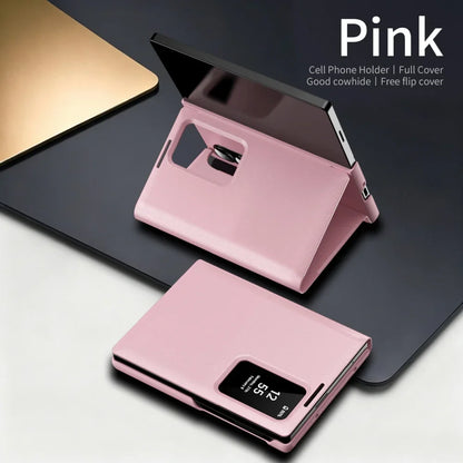 Luxury Leather Wallet Card Slot Smart View Case for Samsung Galaxy Z Fold 8 Fold8 Wide Flip-Free Answering Wake Up Flip Cover