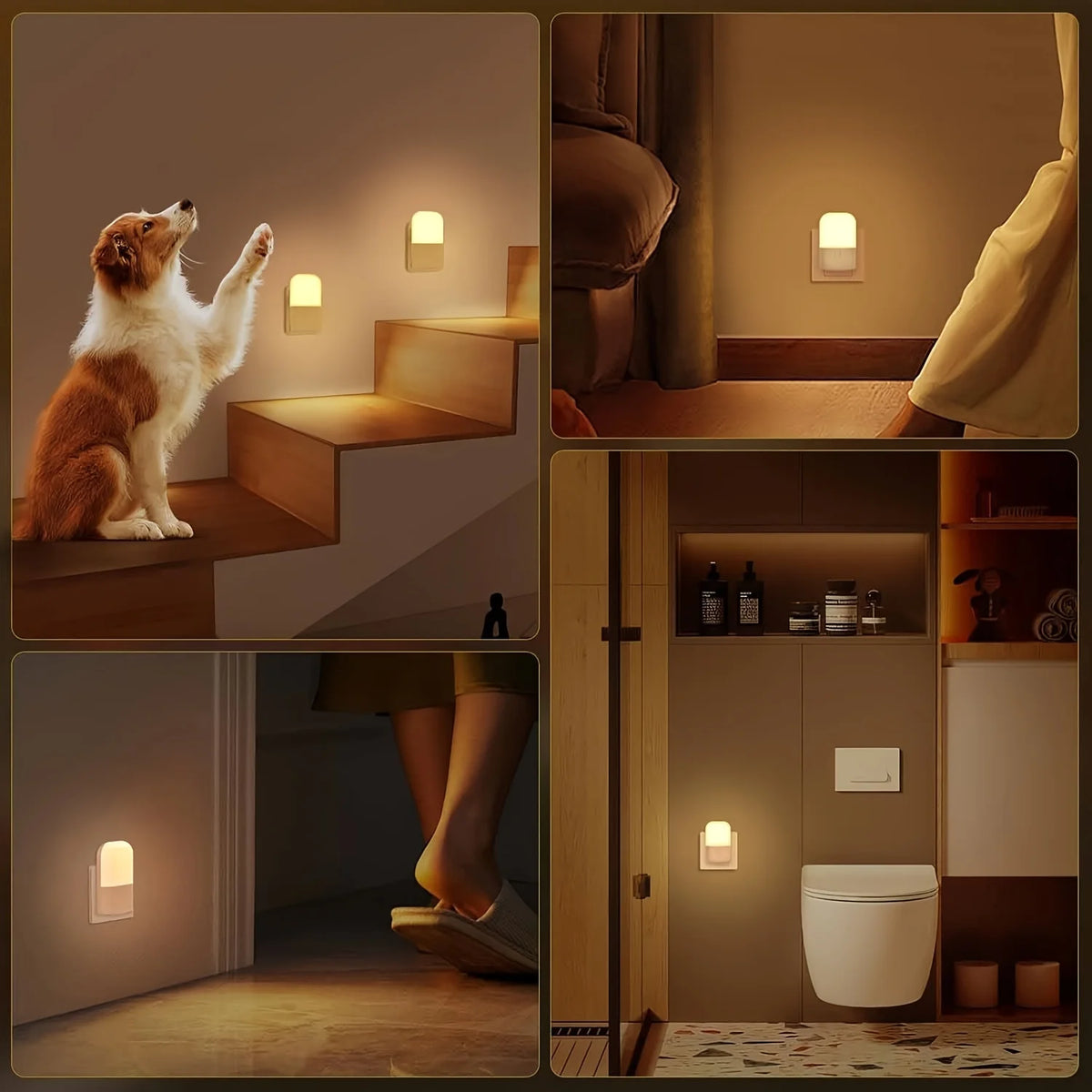 1/2 Set EU Plug in LED Light Sensor Night Lights for Kids Bedroom Auto Dusk to Dawn Sensor Dimmable Wireless Cabinet Lamp