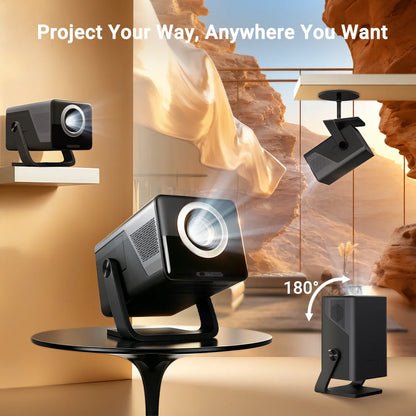 Lyncast 8K Support HD 1080P Auto Focus 2000ANSI Projector 5W Speaker Android 14 WiFi6 BT5.4 Outdoor Home Theater Projectors X7
