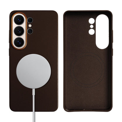 For Magsafe Premium Leather Case for Samsung Galaxy S26 Ultra S26Ultra S26Plus S25 Plus S25Ultra Phone Case Cover Magnetic Coque