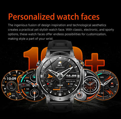 2026 New TANK Ultra 1400mAh Battery Military Smart Watch 10ATM Waterproof Heart Rate Tactical LED Flashlight Men Sports Bracelet