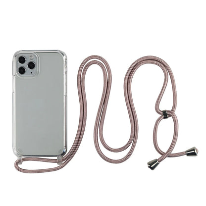 Crossbody Necklace Cord Lanyard Transparent Phone Case For iPhone 16 15 13 Pro Max 12 11 7 8 Plus X XR XS Strap Hang Rope Cover