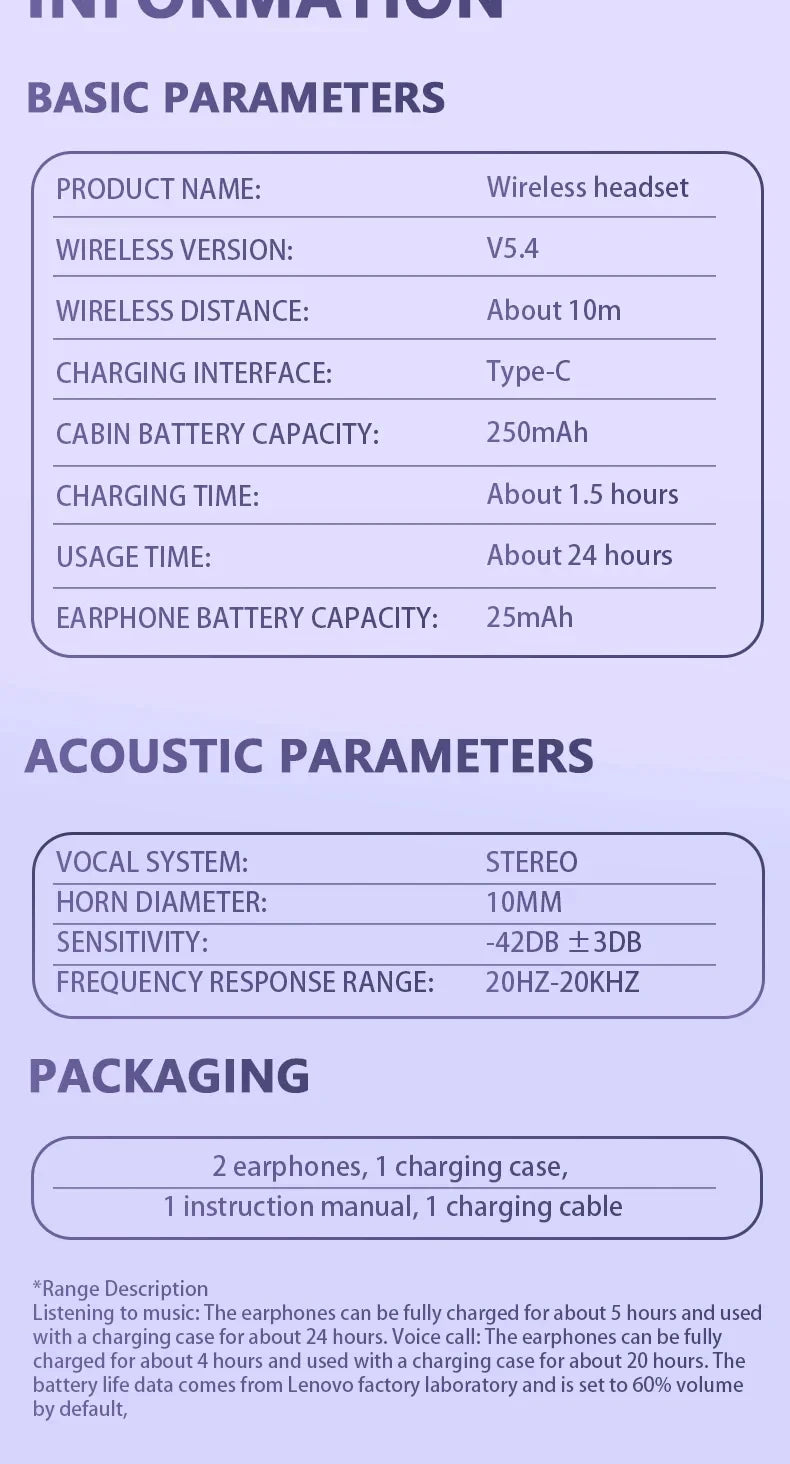 Lenovo TA410 Bluetooth Earbuds Wireless Headphones Ear Clip TWS Earphones Noise Cancelling Sports Gaming Headset for Android iOS