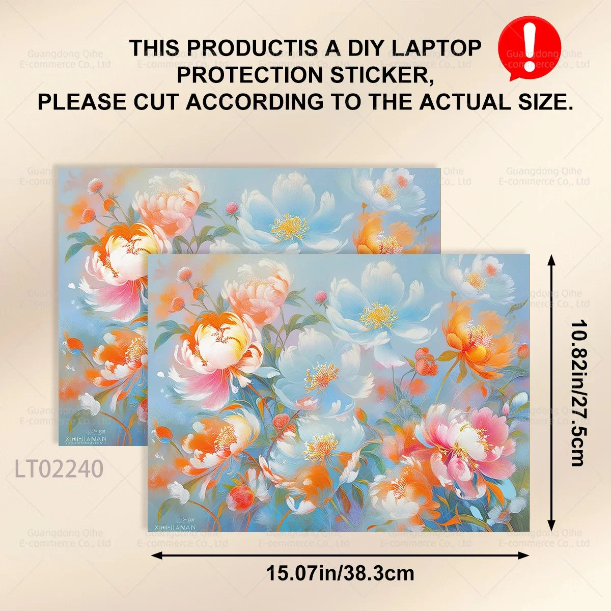 2 PCS Removable Flower Stickers for Laptop PVC Aesthetic Decals Self-Adhesive Peel Off No Residue Tablet Skin MacBook Skin