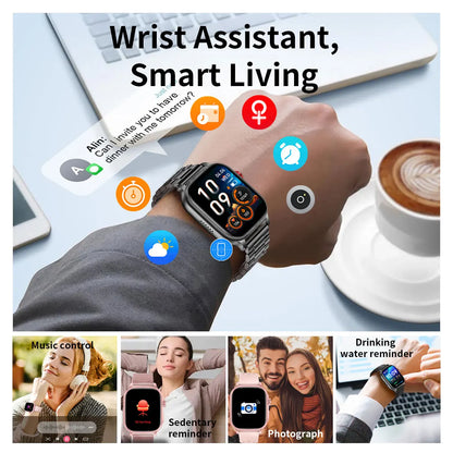 New1400mAh Large Battery Smart Watch 5ATM Waterproof LED Flashlight 100+ Sports Modes Heart Rate Fitness Tracker Men Smart Watch