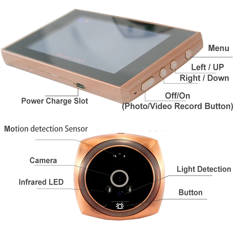 4.3" Inch Door Viewer Video Peephole Camera Motion Detection Monitor Digital Ring Doorbell Video-Eye Safety Recording