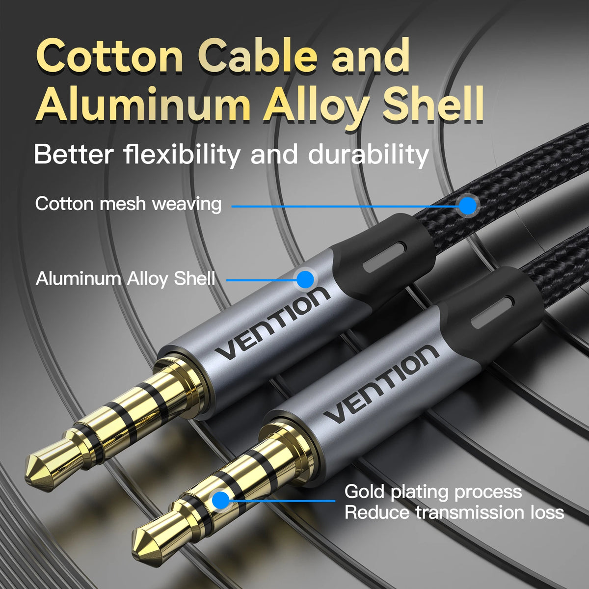 Vention 3.5mm Jack Audio Cable Male to Male 3.5mm Audio Aux Cable Jack for Phone Car Headphones Speaker Cable Wire Line Aux Cord