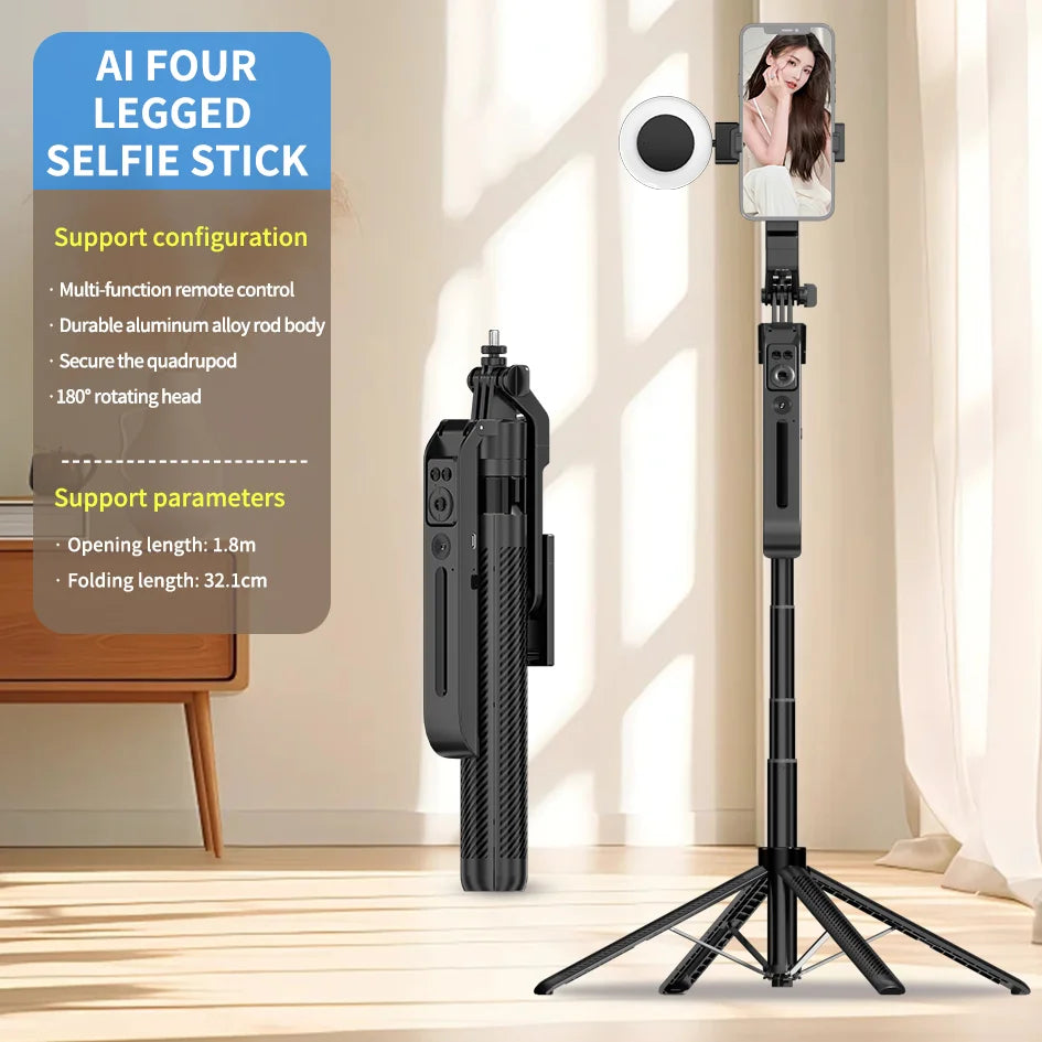 COOL DIER C12 AI Tracking Gimbal Tripod Gimbal Stabilizer Wireless Selfie Stick Foldable Holder With Bluetooth Shutter For Live