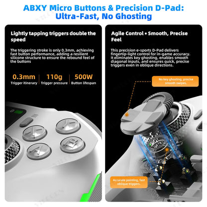 G8 Wireless Game Controller for PC Switch Android iOS Mobile Phone 4 Hall Operation-with TMR Hall Joystick, 30-90gf Adjustable Damping, Smart Screen, Turbo Macro RGB Light, 6-Axis Vibration Gamepad