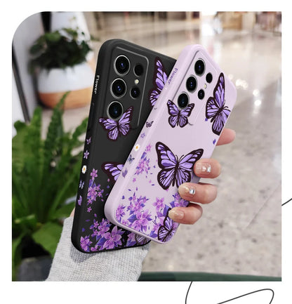 Dreamy Butterfly Phone Case For Samsung Galaxy S25 S24 S23 S22 S21 S20 Ultra FE S10 S10E Plus Note 20 Ultra Silicone Cover