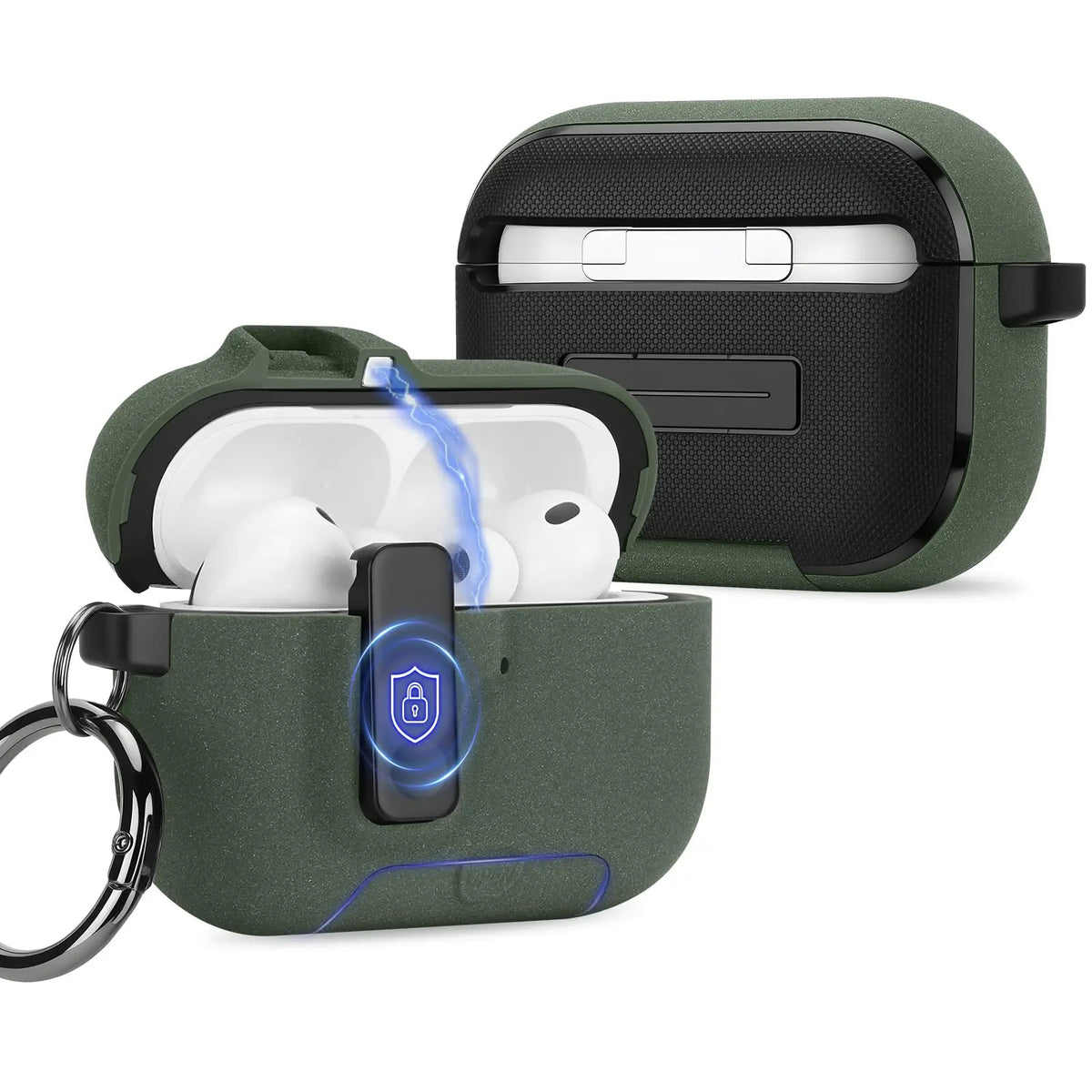 Magnetic Lock Case For Airpods Pro 3 with Kickstand Keychain & Lanyard Shockproof Drop-Proof Cover Men Women For Airpods Pro 3