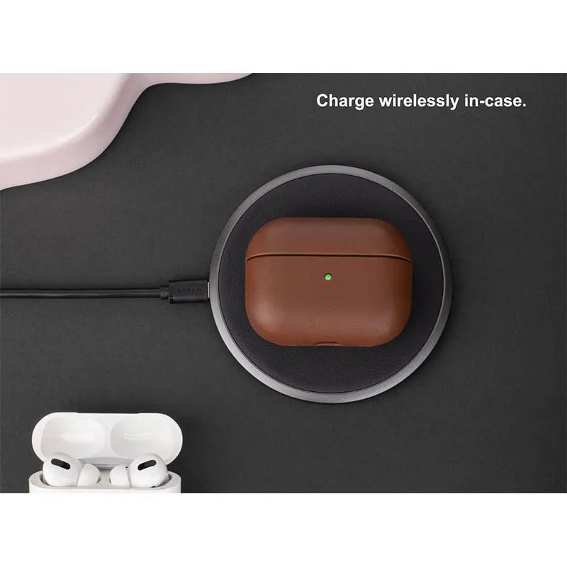 Genuine Leather for Apple AirPods Pro 3 Case Luxury Sheep Skin Protective Cover for AirPods Pro 3rd Generation 2025 Coffee Color