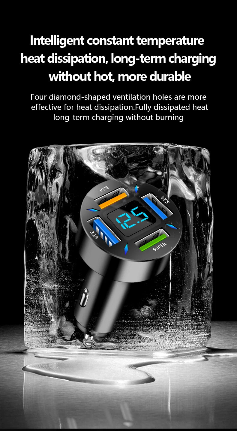 PD Quick Car Charger QC3.0 2.4A 4 Ports USB Fast Charging Car Adapter Cigarette Lighter Socket Splitter For iPhone Xiaomi