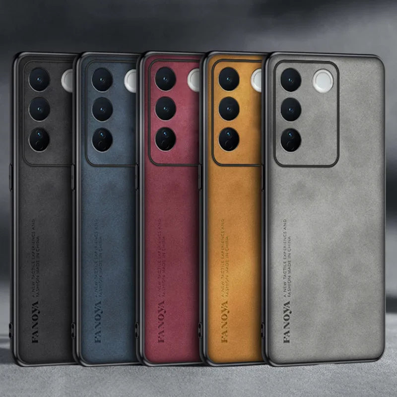 For Vivo V27E V27 E Case Luxury PU Leather Phone Case For Vivo V27 S16 Pro 5G S16E Back Cover Matte Silicone Full Protection