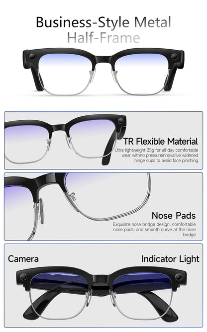 2026 New HD 800W Pixel Smart Glasses with Camera 1080P Video Recording WIFI ChatGPT Translation Music Call Earphones Sunglasses