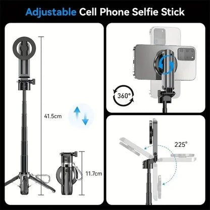 For Magsafe Magnetic Selfie Stick Mini Bluetooth Extendable Handle Tripod For iPhone Samsung Mobile Phone Stabilizer Selfiestick