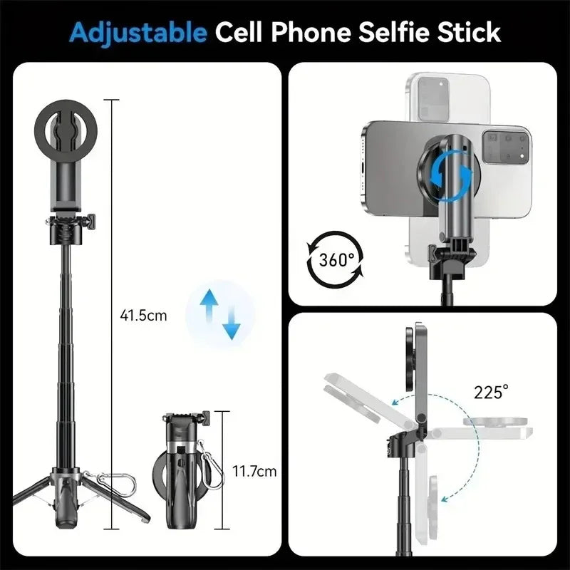 For Magsafe Magnetic Selfie Stick Mini Bluetooth Extendable Handle Tripod For iPhone Samsung Mobile Phone Stabilizer Selfiestick
