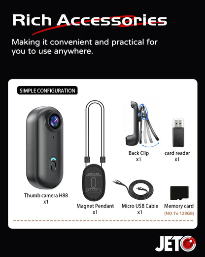 4K HD Mini Vlog Camera with WiFi Wireless Portable Action Body Cam for Sports Travel Photography Pocket Sized Video Recorder