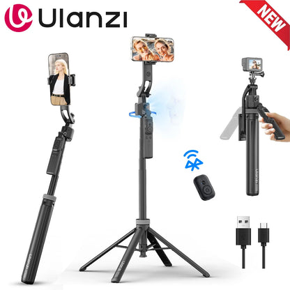 Ulanzi TT23 360° Auto-Tracking Selfie Stick Tripod Compact Foldable With Gesture Control Bluetooth Smart Face Tracking Tools