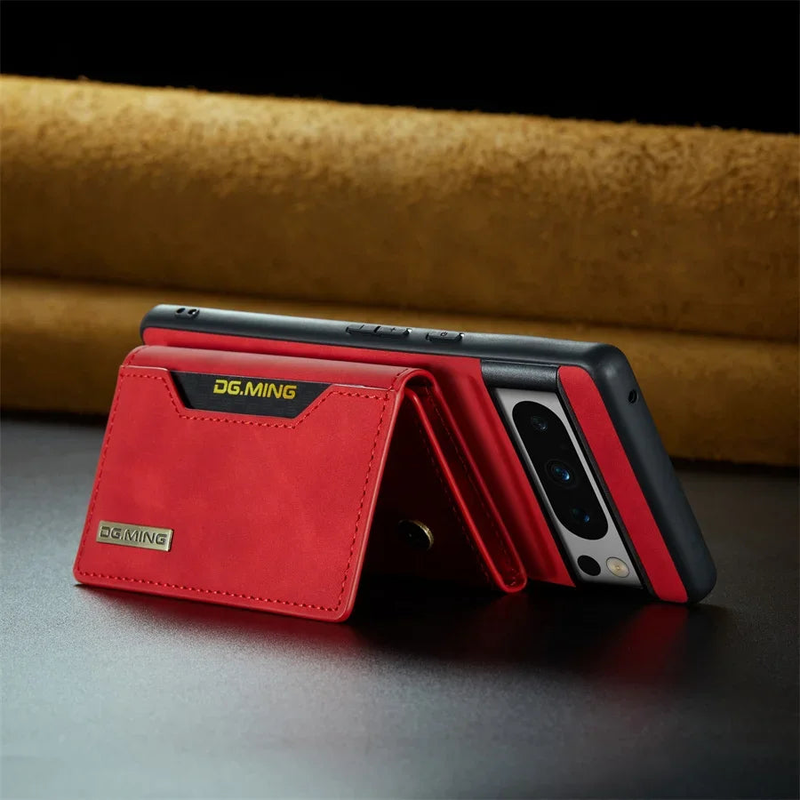 Luxury Magnetic Leather Wallet Case for Google Pixel 9 Pro 8 7 7A 6 6A Fold Pixel9 XL Pixel7 Kickstand Credit Card Holder Cover