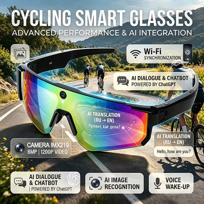 4K Polarized Sunglasses AI Smart HD 800W Camera Bluetooth Call Translation for Men Cycling Anti Glare Driving UV400 IP54 Goggles