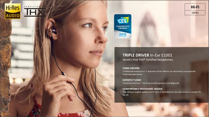 1MORE Triple Driver E1001 In-Ear Wired Earphones Hi-Res Audio 3.5mm Headphones with High Resolution Bass Driven Sound