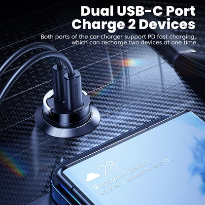Toocki 45w Car Charger Dual Type C PD45w Fast Charging Car Phone Adapter For Xiaomi iPhone Oneplus Samsung Huawei POCO Cellphone