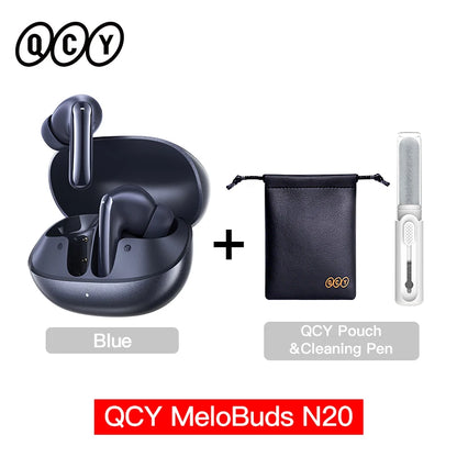 QCY MeloBuds N20 Wireless Bluetooth 6.0 Earphone 13mm Drivers -50dB Adaptive Hybrid Noise Cancelling Earbud 40Hrs HT20 Headphone