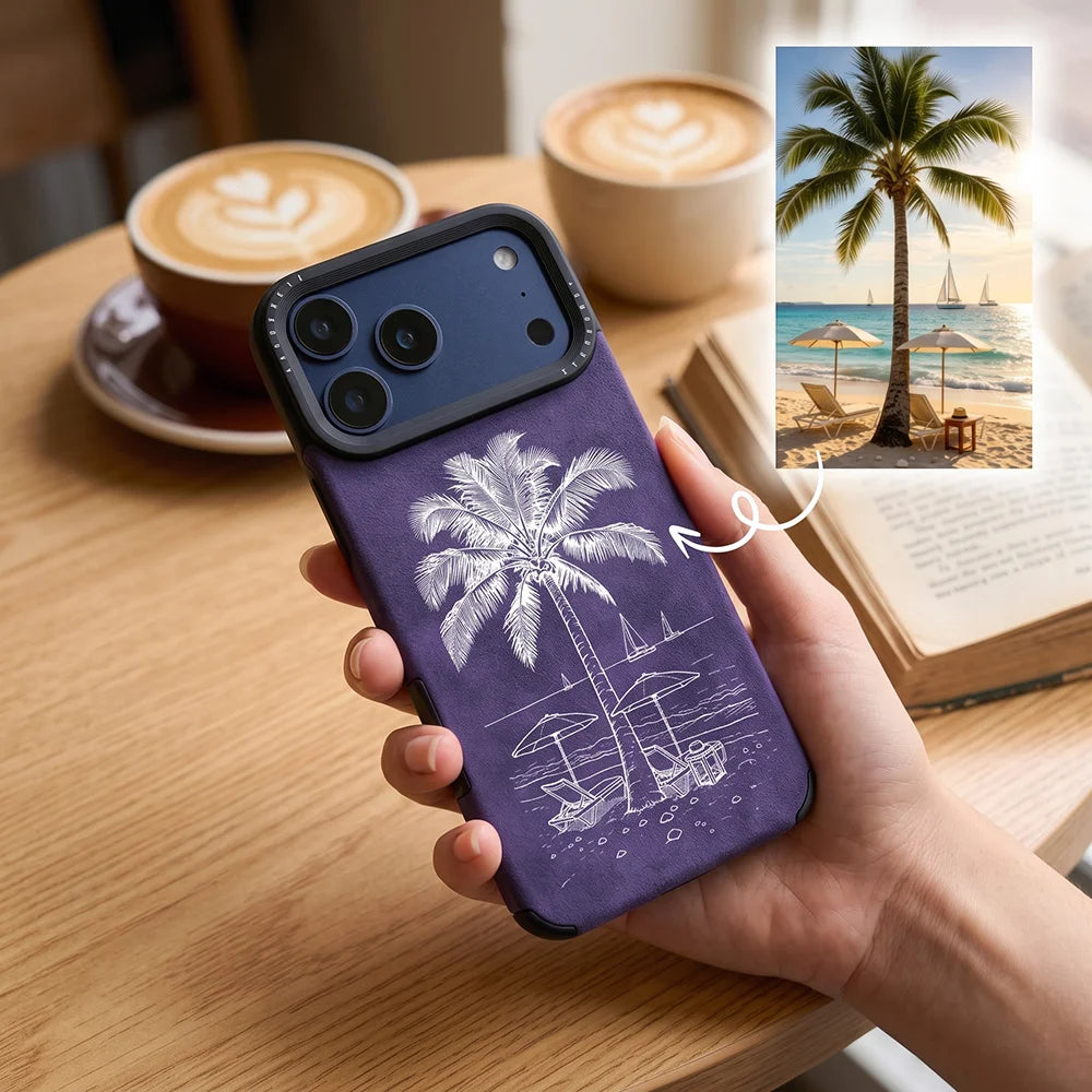 Personalized Custom Line Drawing 3D DIY Engraved Faux Leather Faux Phone Case For iPhone 17 16 15 14 13 12 11 Pro Max Pro 17Air