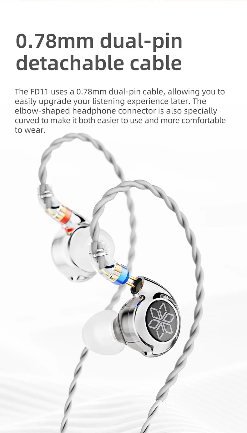 FiiO FD11 Earphones High performance Dynamic Driver IEMs Earbuds with 0.78mm Detachable Cable