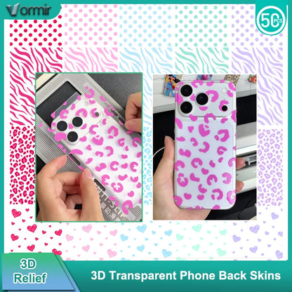 VORMIR 50pcs Zebra Leopard Texture 3D Transparent Phone Back Skins Decoration Stickers for Hydrogel Film Cutting Machine