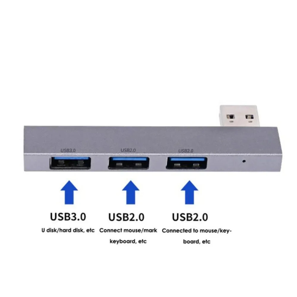 USB Hub 3 Port USB 3.0 Adapter 4 IN 1 Portable Mini Docking Stations Ultra-Slim 5Gbps/480Mbps High Speed Multi USB-C Splitter