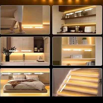 Human Motion Sensor Cob Light Strip, Flowing Motion Sensor Led Light Strip, Usb-Powered Flexible Light Strip, Wall-Mounted Design, Sensor-Activated Lighting, Lights up When People Approach, Turns Off When People Leave, Flowin