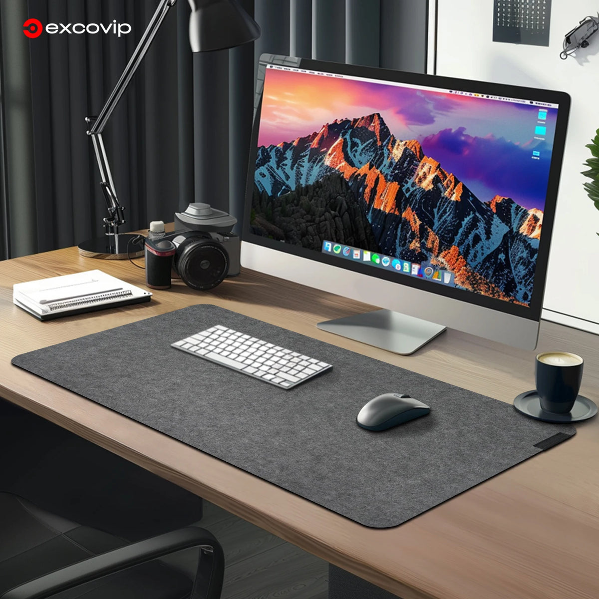 EXCO Felt Desk Mat Large Mouse Keyboard Pad Computer Desktop Protector Non-Slip Base for Office Home Durable Washable