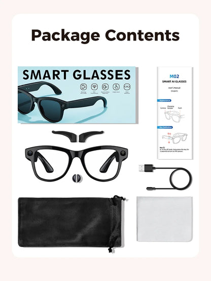 Next-Gen AI Smart Glasses 4K HD Video Recording 120+ Languages Translation 3600mAh Charging Case Bluetooth Call Music Sunglasses