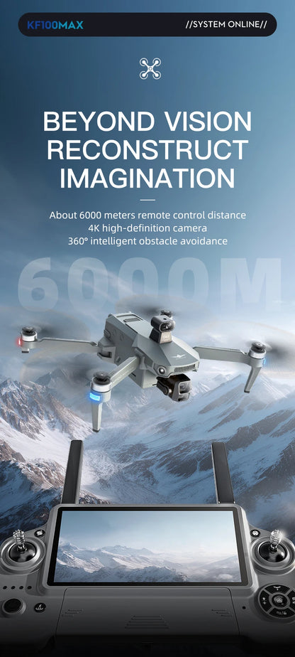 Teeggi KF100 MAX GPS RC with screen Drones With 4K HD Camera Profesional 3-Axis Gimbal obstacle avoidance 6KM Foldable RC Dron