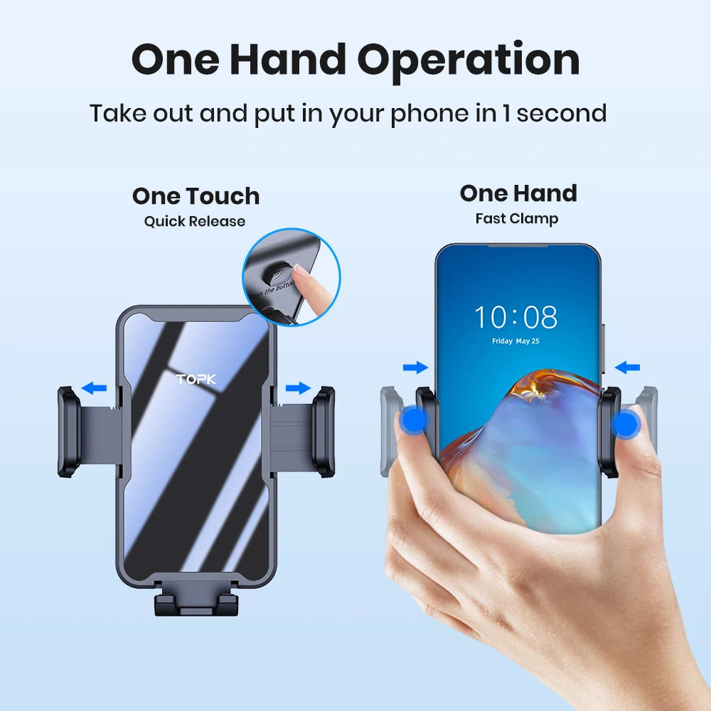 TOPK Car Phone Holder Air Vent Mount for Big Phones Thick Case Friendly iPhone 15 14 13 Pro Max Samsung S24 S23 Ultra Heavy Duty