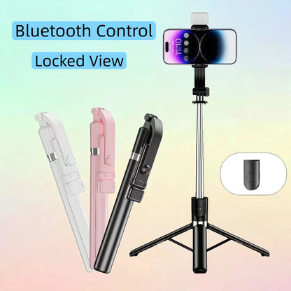 Portable Selfie Stick Tripod With Adjustable Fill Light Bluetooth Remote For iPhone