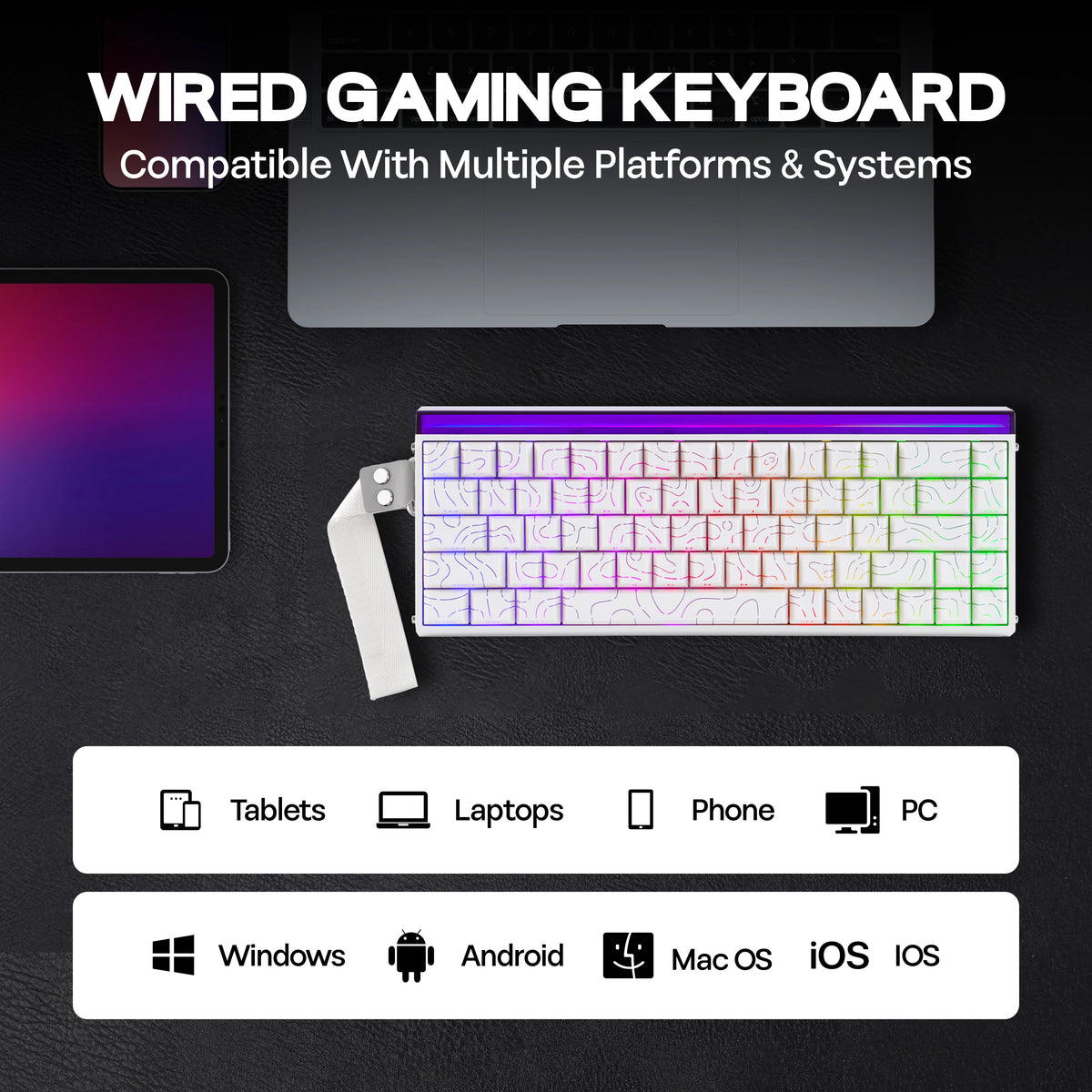AULA Hero68 HE 65% ANSI US Layout Hot-Swap Wired Magnetic Gaming Keyboard 8kHZ Rapid Hall Effect Switch RGB Backlight Light Box