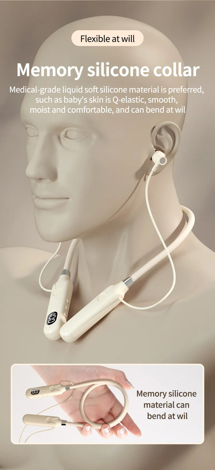 BT-12 Wireless Bluetooth Earphones Sports Headphones Card Insertion Digital Display Noise Cancelling Headset HiFi Music Earbuds
