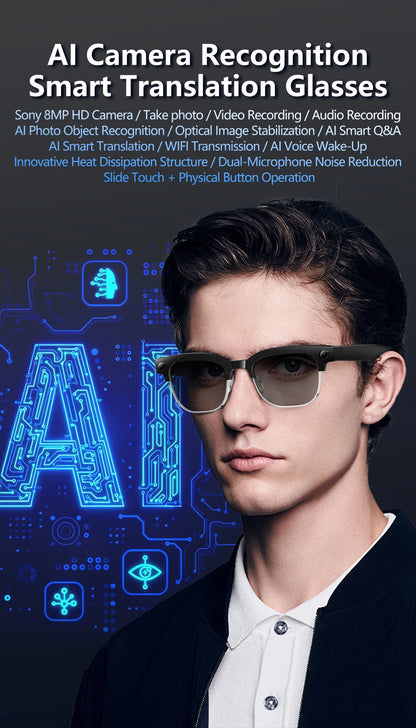 2026 New 4K HD 800W Camera Smart AI Glasses Video Photo Recognition AI Translation Chat GPT Hands-Free Calling Smart Sunglasses